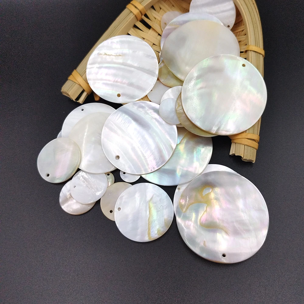 10-45MM 4PCS Natural Shell Round Discs With Holes For DIY Jewelry Making Pendants, Earrings, Pendants And Wind Chime Accessories