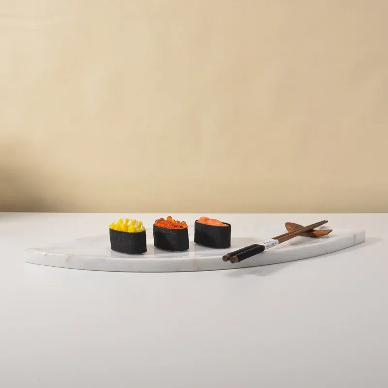 Natural Marble Sushi Plate Japanese Style Stone Serving Tray Custom Rectangular Platter for Restaurant Home Dining Tableware
