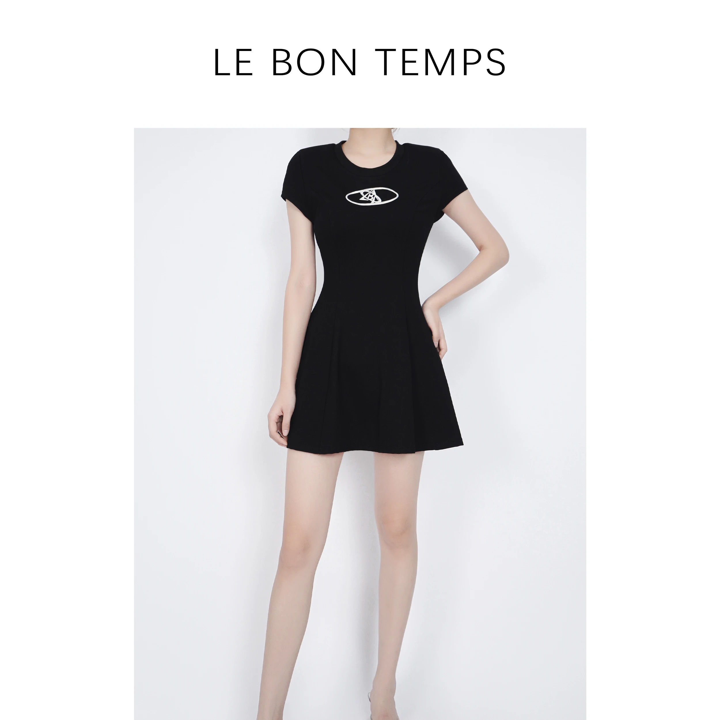 

LE BON TEMPS LBT Slim Fit A-Line Dr Bla Waist-Cinching Summer Dr Casual Commute Sle Soft Cotton Blend