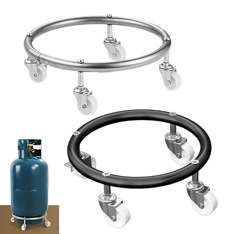 

Heavy Duty Steel Bottom Gas Bottle Mobile Bracket Household Gas Tank Base Universal Wheel Kitchen Rack For Standard Propane Tank