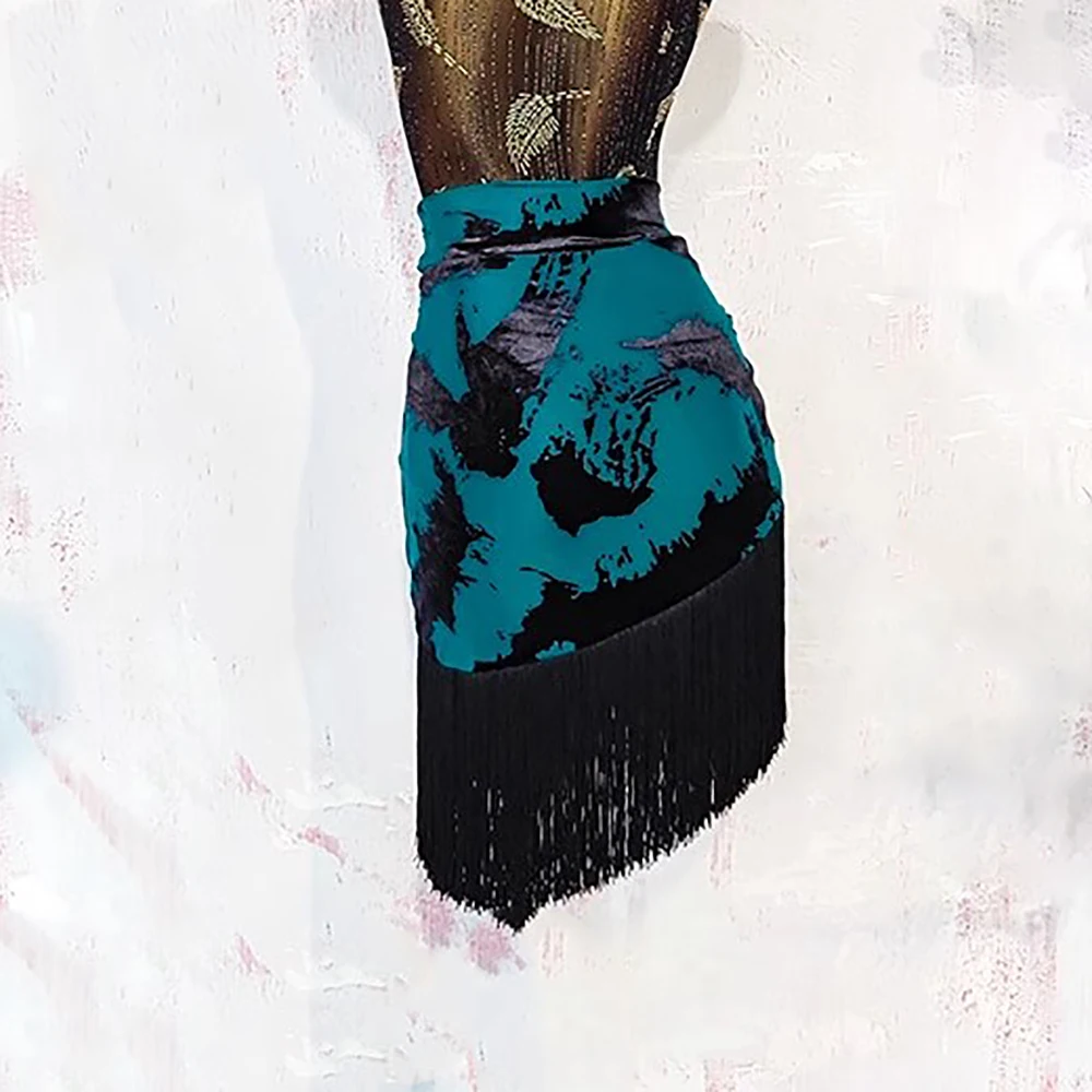 تنانير الرقص اللاتينية شرابة أداء المرأة السالسا رومبا سامبا ممارسة تنورة مرحلة Dancewear