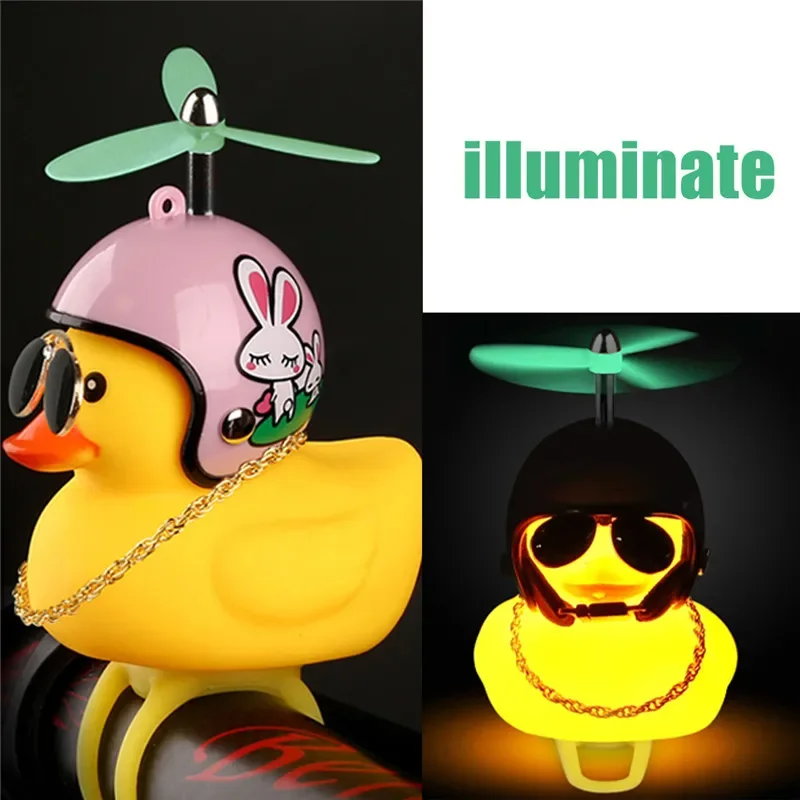 Casco de tornillo de aire luminoso/Normal, pato de pie, viento roto, pequeño pato amarillo, Motor de bicicleta, luces de ciclismo, accesorios para bicicleta