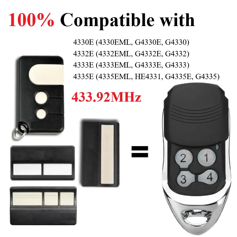 4330E 4332E 4333E 4335E 4330EML 4332EML 4333EML 4335EML BND Garage Door Remote Control 433.92MHz Gate Control Transmitter