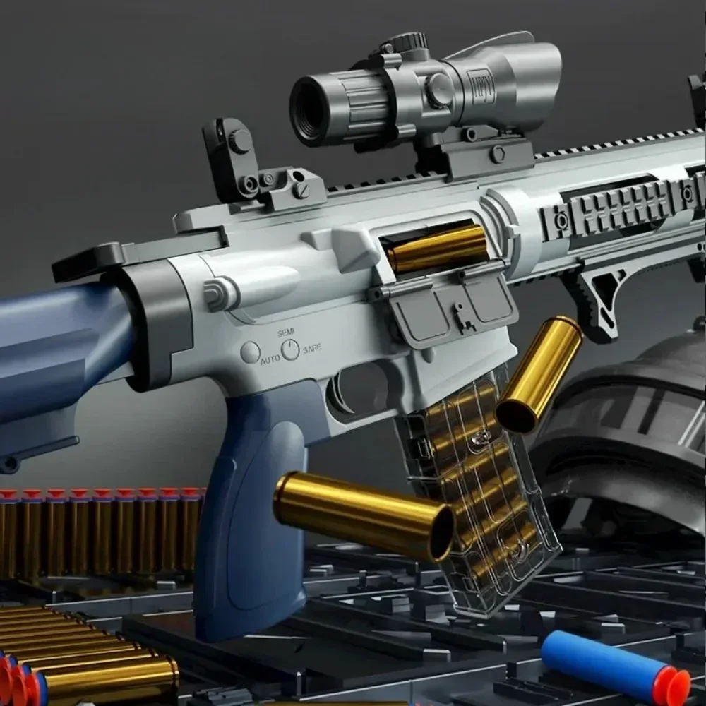 M416 Shell Throwing Soft Bullet Toy Gun DIY Assembly Jumping Shell  Assault Rifle Model Outdoor CS Fighting Game Christmas Gift