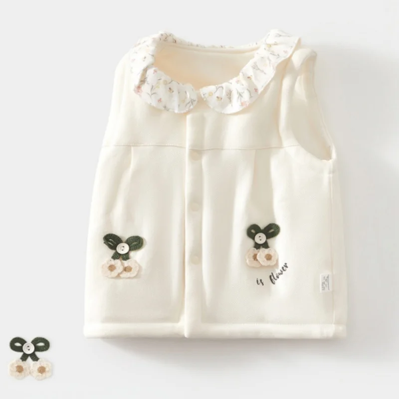 Padded Cotton Baby Vest Thick Warm Sleeveless  Sleeveless Waistcoat Floral Infant Clothing for 0-1Y Boys Girls Autumn Winter