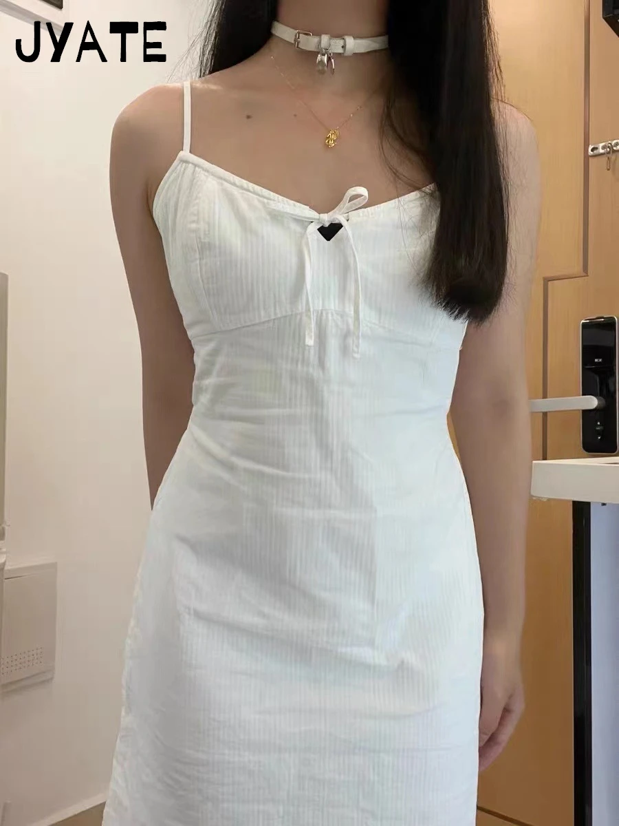 패션 화이트 스트라이프 섹시한 백 레스 미니 드레스 여성 코튼 레이스 업 streetwear 슬림 캐미스 드레스 스위트 빈티지 세련된 y2k vestido