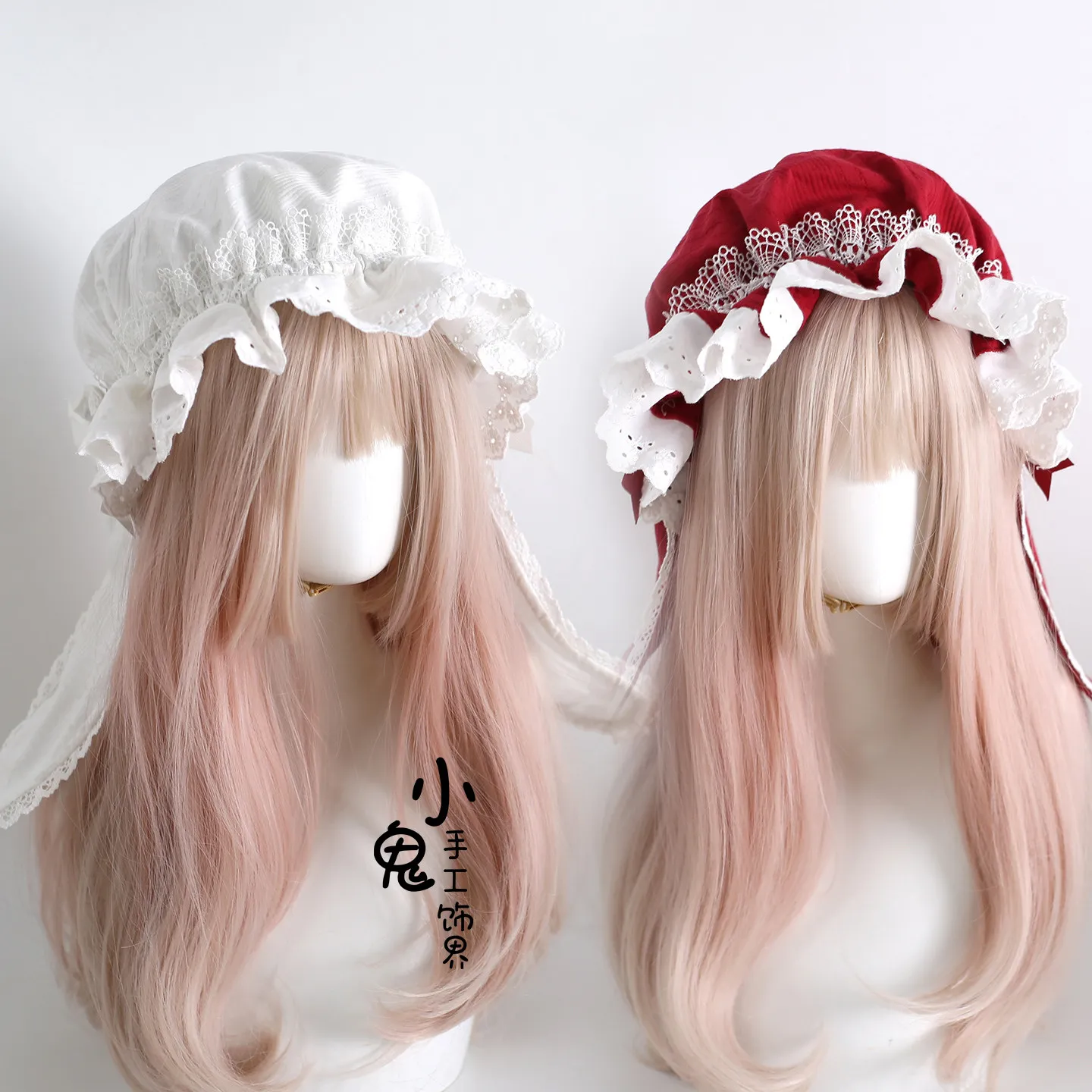 Cotton Doll Feel Retro Sweet Lolita Bunny Ear BB Hat Lace Bunny Ear Detachable Lace Sun Hat Kawaii Hat Lolita Hats