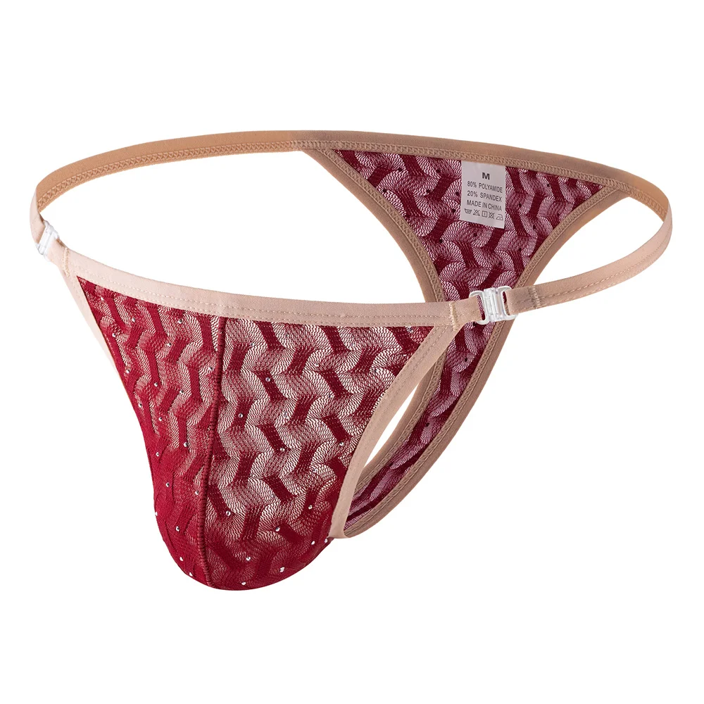 

Men's Breathable Bulge Pouch G-strings Quick Drying Soft Underwear Detachable Buckle Thongs Panties Sexy Low Rise T-back Briefs