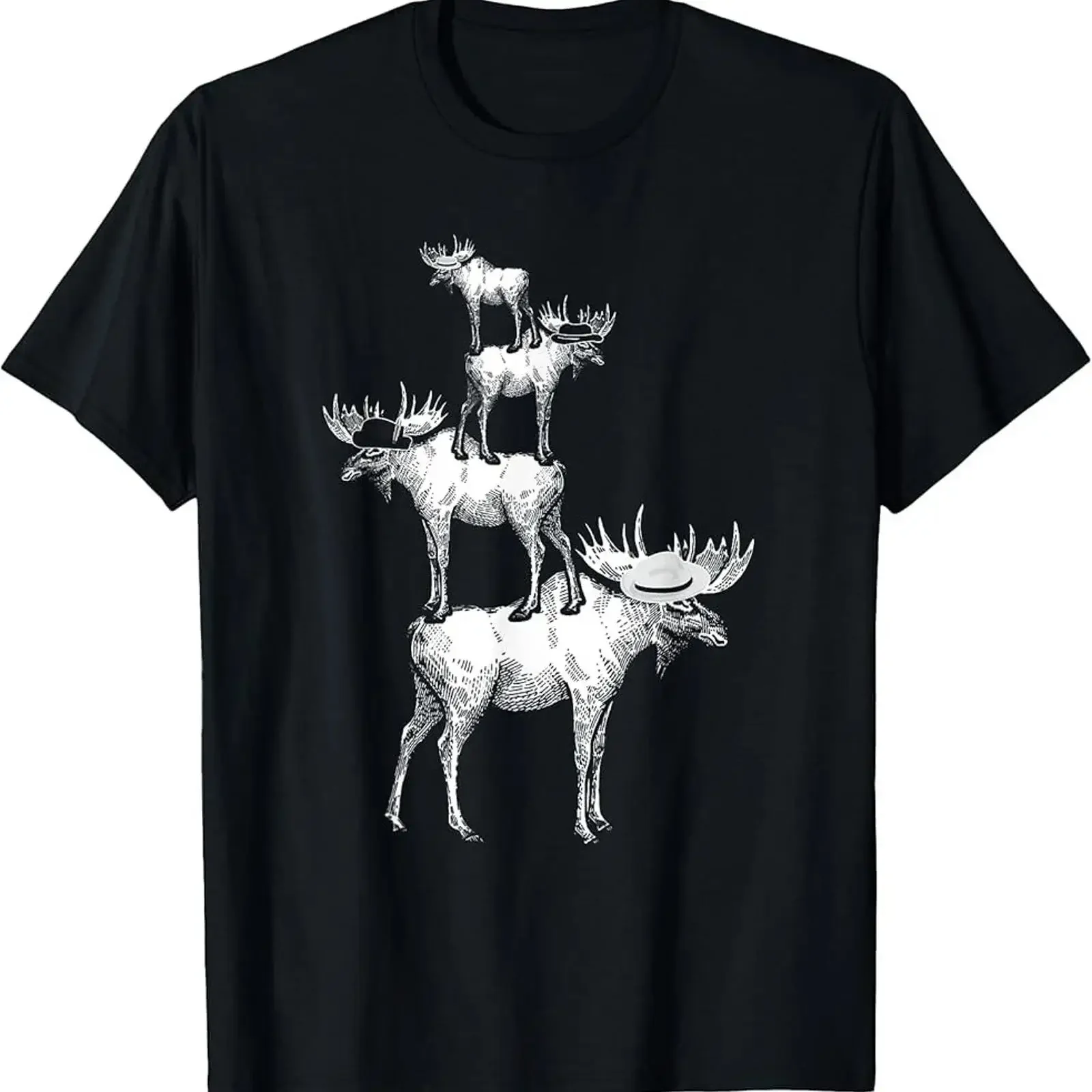 Funny Retro Style Moses Bunch Of Deers Moose Lovers T Shirt vintage Washed Stretched Slightly Soft Unisex fashion streetwear