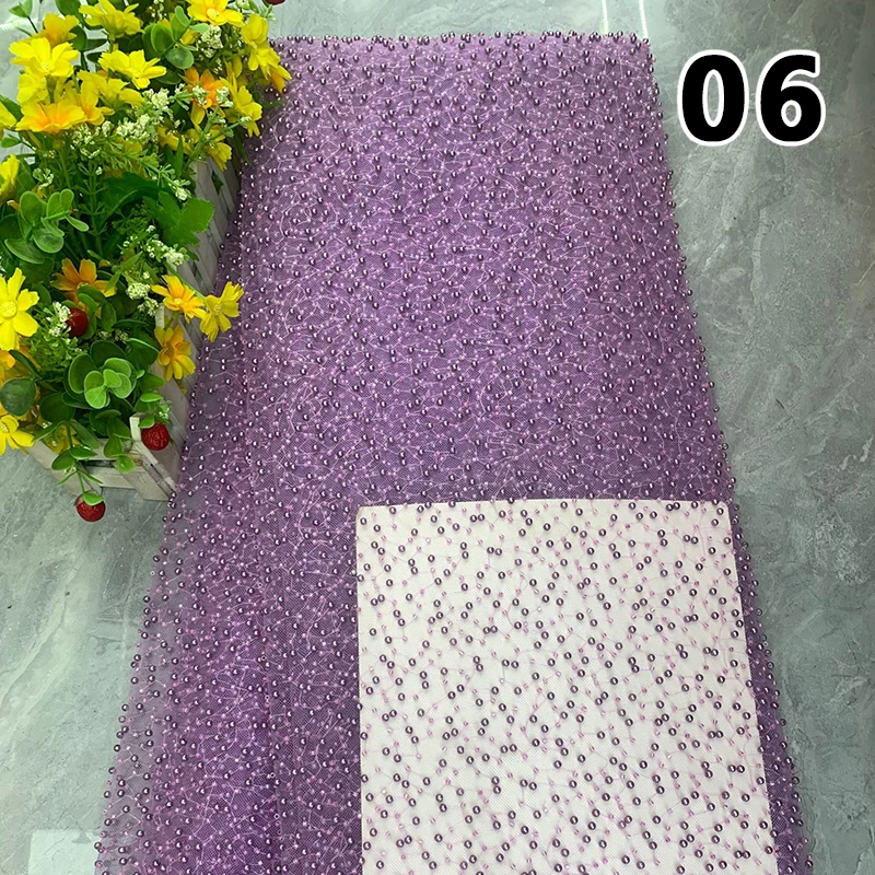 Luxury Beaded Lace High Quality Fabrics African Sequin Tulle Fabric For Wedding Bridal Party Dress Glitter Net Yarn Fabric