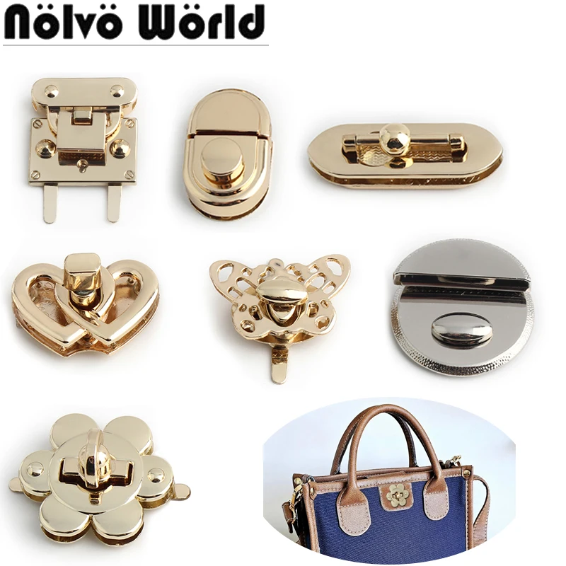 

Silver/Gold Flower/Butterfly/Oval Shape Various Designs Shiny Twist Lock For Clutches Bags Purse Press Push Locks Accessories