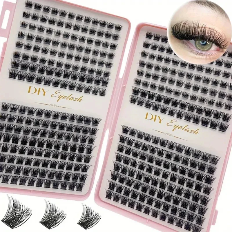 384 Pcs Eyelash Extension Kit, Individual Set Eyelashes, Multiple Lengths, Odorless, Easy to Apply, Home Makeup Essentials