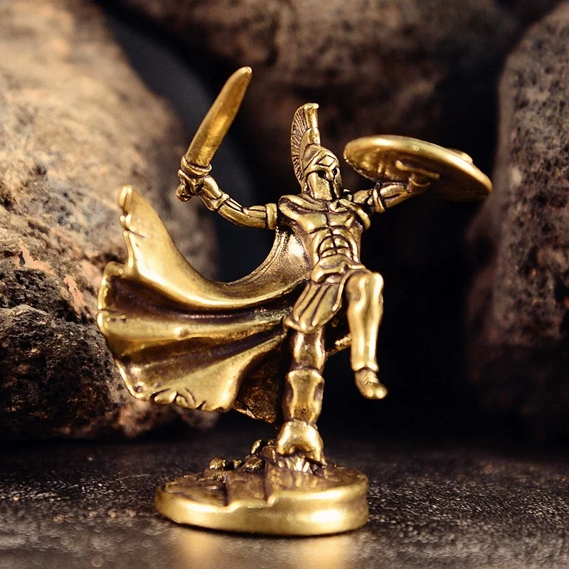 Vintage Brass Spartan Warrior Statue Twelve Types of Rome Soldier Models Figurine Game Props Desktop Ornaments Home Craft Decor