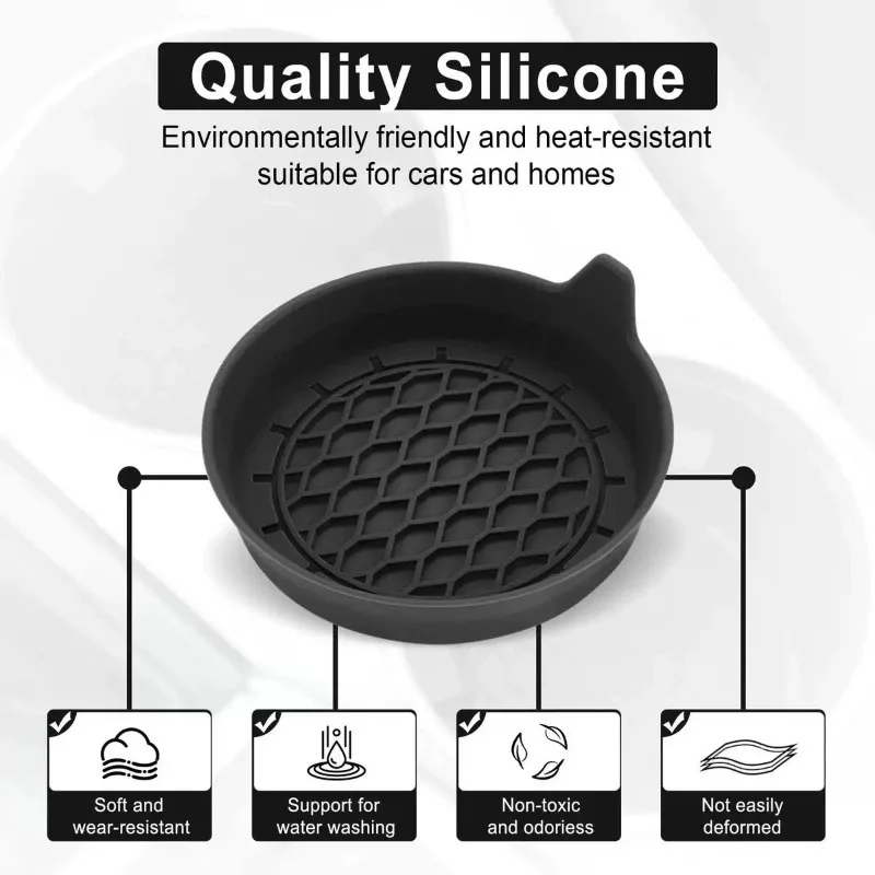 Universal Black Car Cup Holder Insert Coaster Anti‑Slip Waterproof Heat‑Resistant Washable Car Cup Mat For Most Vehicles