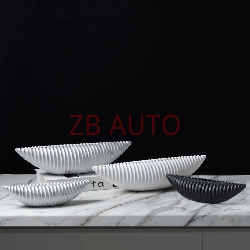 

Boat-shaped shell roll lotus vase flower ornaments Jijifeng old retro TV cabinet wine cabinet entrance bookcase accessories