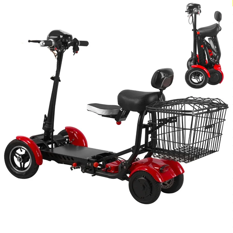 Mobilitätsroller mit 4 Radantrieb für Senioren, faltbar, leicht, 500 W, 36 V, 25,4 cm, zusammenklappbarer Elektroroller mit 2 Sitzen