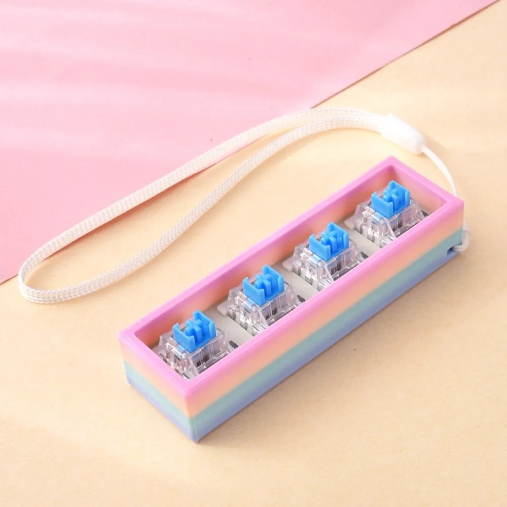 Plastic Mechanical Keyboard Switch Tester Rainbow Gradient Attached Lanyard Keyboard Switch Holder Keychain Style