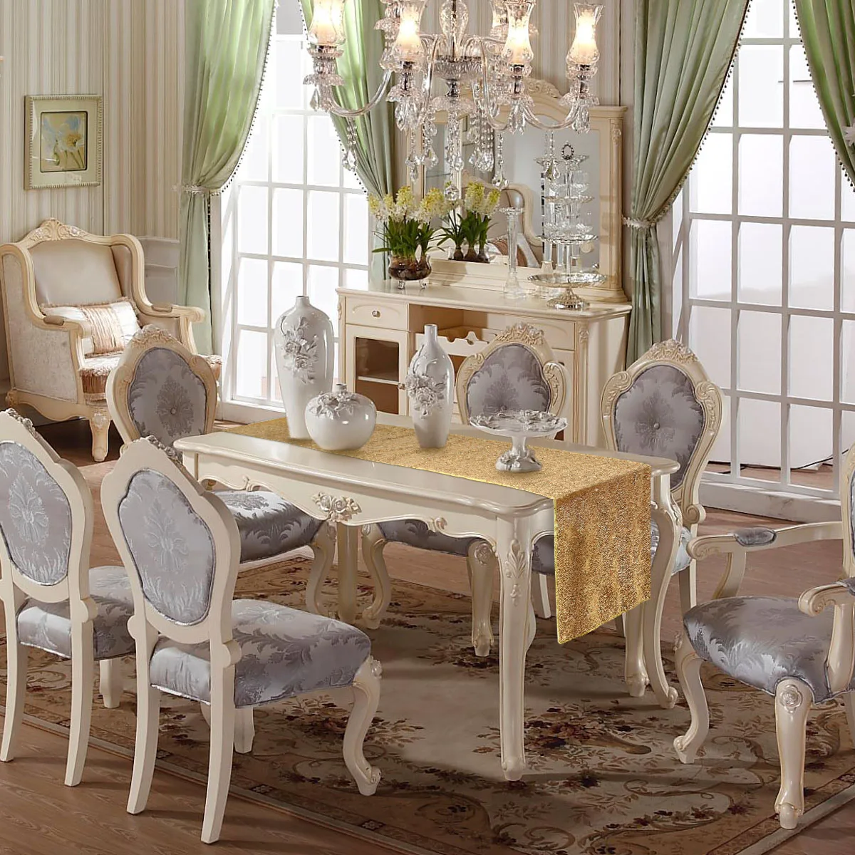 

30X180Cm Sequin Table Runner Gold For Wedding Party Decoration Tablecloth Bridal Shower Birthday Dessert Decor