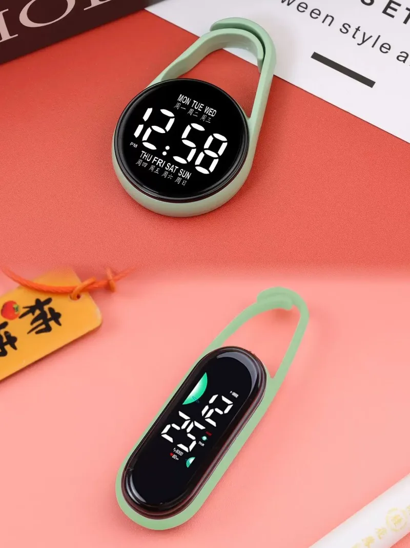 Children's LED electronic plastic small hanging watch with simple electronic watch cartoon pendant design