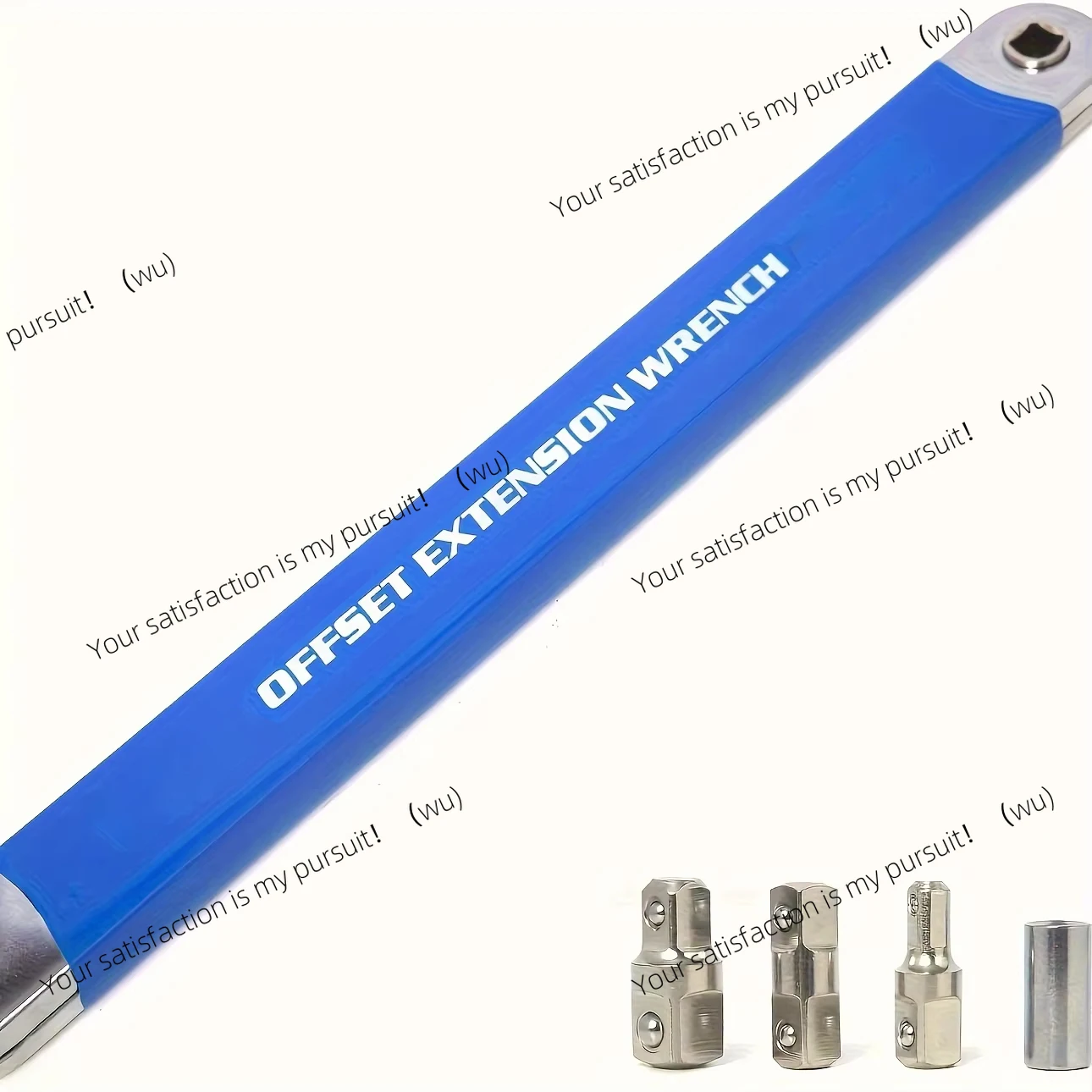 Impact Resistant Extension Wrench Set, Multi-Purpose Ratchet Wrench w/ 12, 14, 38mm Square Drive Adapters for Tight Spaces