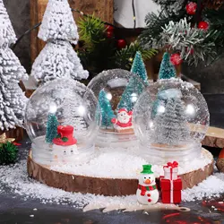 Snow Globes Christmas Water Globes Plastic Jar Dome Clear Immortal flower Diy gifts Making Empty Fillable Christmas party decor