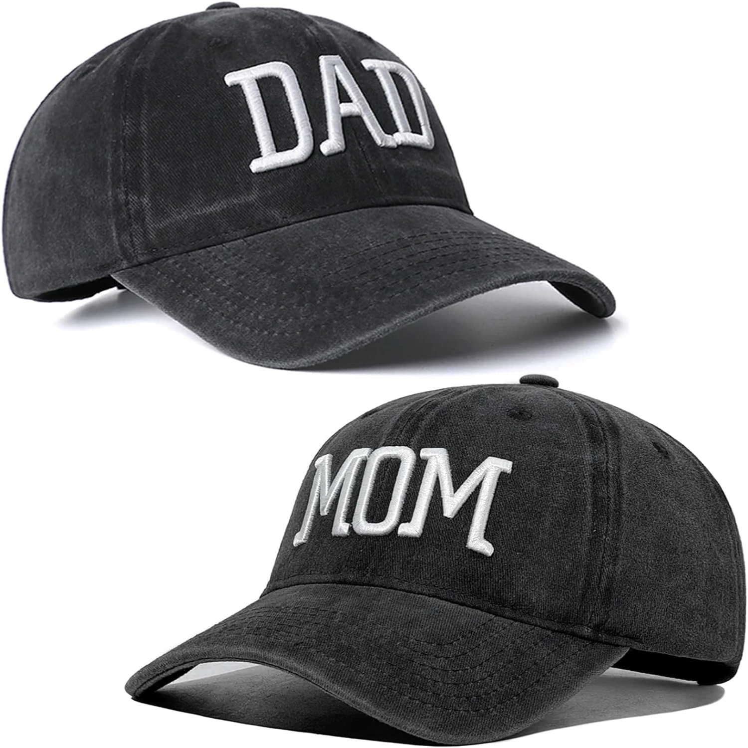 Beautiful and Stylish Embroidered Baseball Caps - Ideal Set of 2 Unique Hats for Stylish Couples and Parents - Adjustable Design