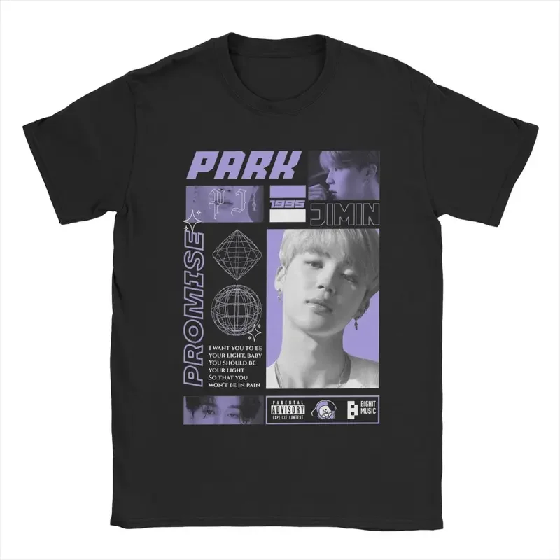 Y2K Park Jimin Men'S T Vintage Tees Short Sleeve Round Neck T-Shirts Cotton Plus Size Clothing