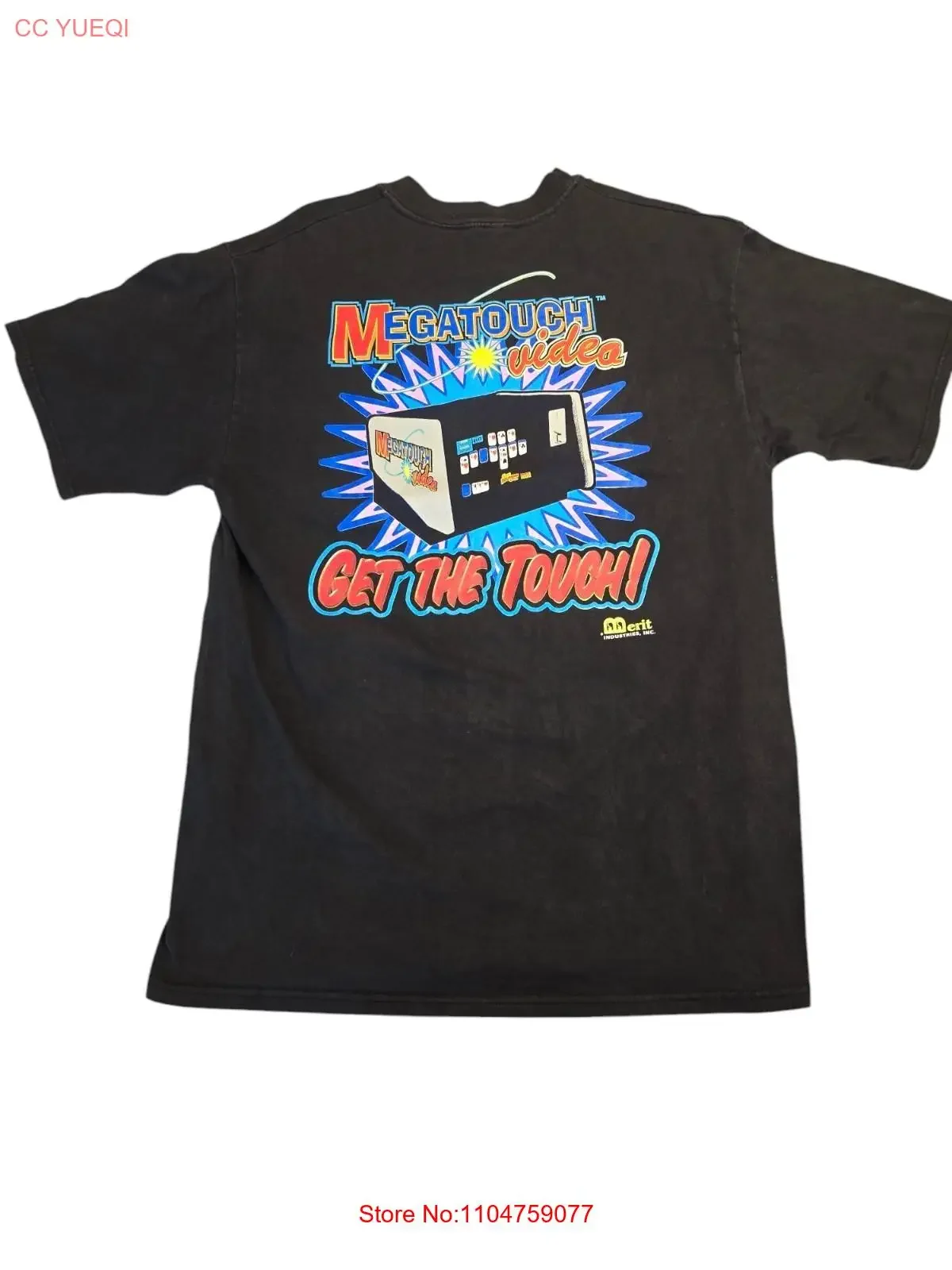 vintage-merit-megatouch-poker-arcade-jogo-promo-t-camisa-grande-l-vintage-lavado-elegante-confortavel-casual-macio-grafico