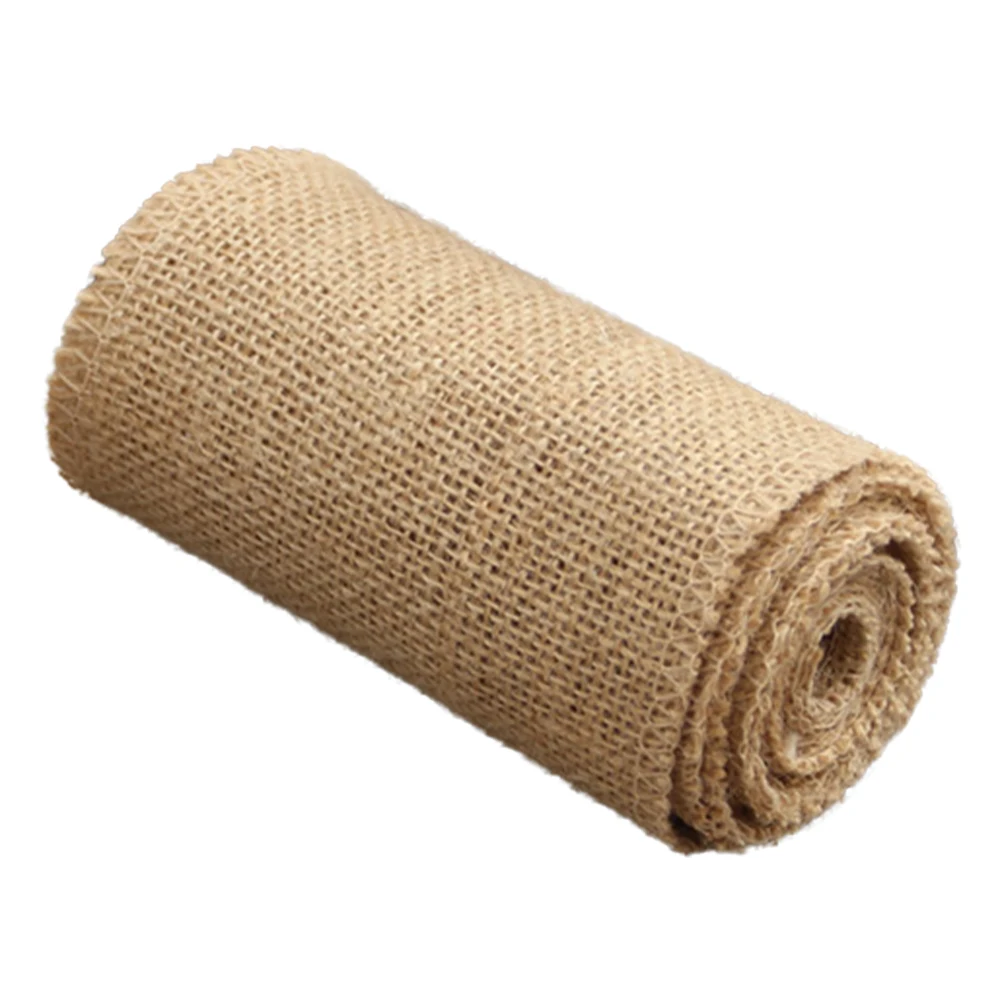 10M Natural Hessian Burlap Roll Fabric Rustic Pure Jute Tape Ribbon Trims Bow DIY Making