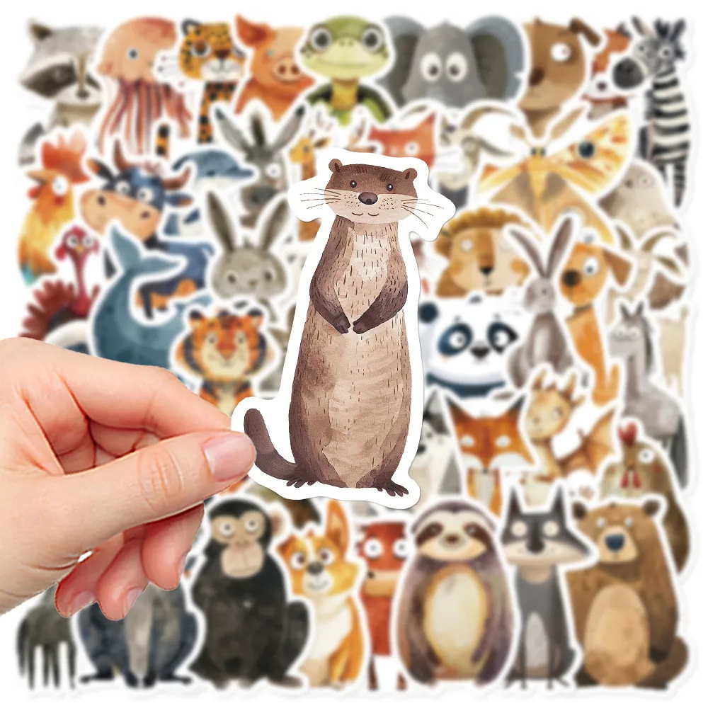 50 szt. Wyjątkowych naklejek z akwarelowymi zwierzętami - naklejki DIY na walizki, laptopy i dzienniki
