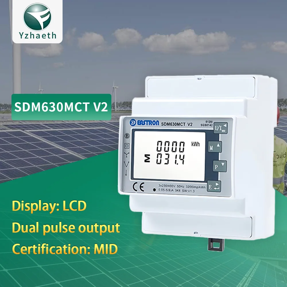 2027 Eastron SDM630MCT V2 with CT Solar 3 Phase Smart  Electricity Meter Modbus 100a Digital Energy Meter Modbus