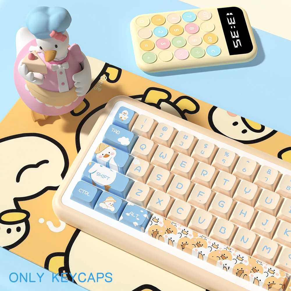 

Cute Duck Cartoon Keycaps XDA/CHERRY Profile Korean Keycaps For Cherry MX Switch Mechanical Keyboard Dye Sublimation key cap DIY