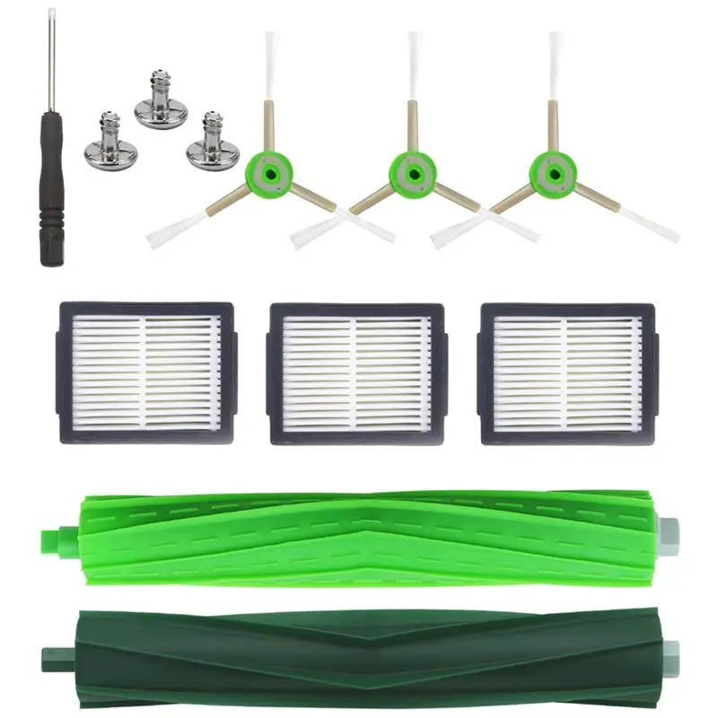 X11A Replacement Parts For Irobot Roomba I, J7, E Series Multi-Surface Rubber Brushes HEPA Filters, Edge-Sweeping Brushes