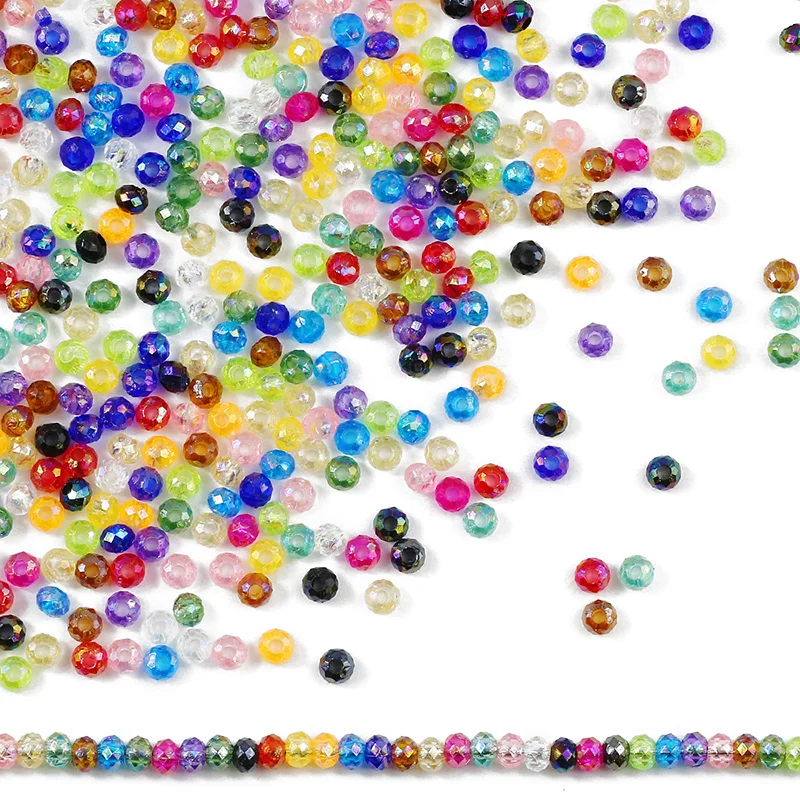 500pcs Flat Round faceted MixedColor loose bead AB Color 4x3mm Spacer For Bracelet Necklace DIY Accessoires.