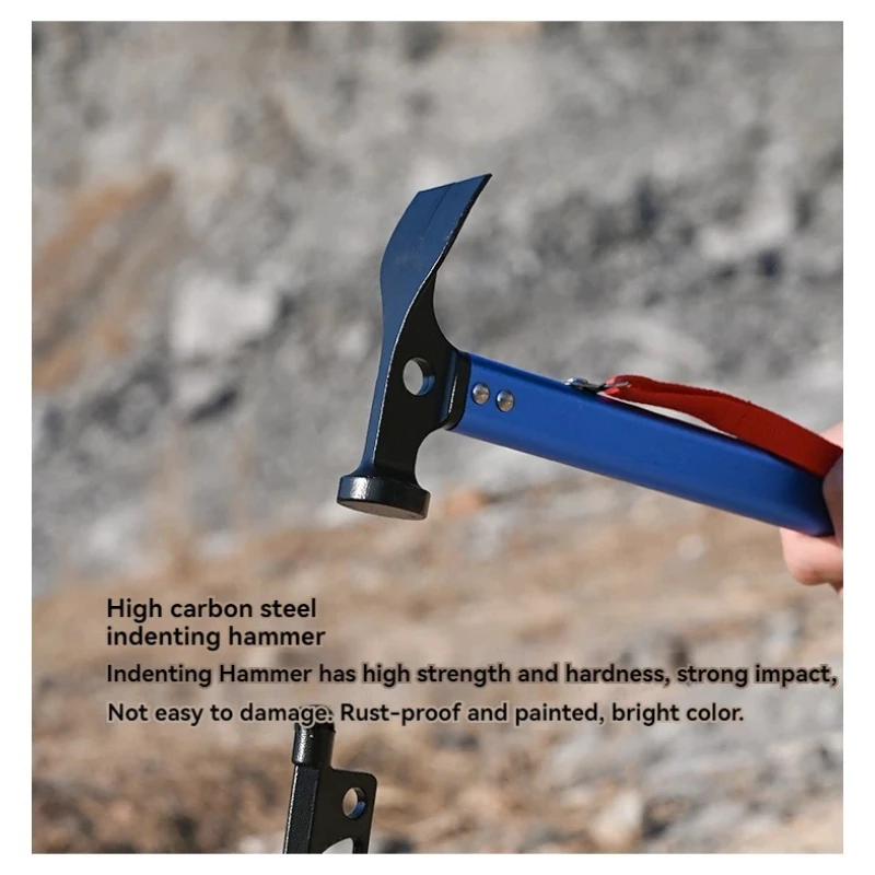 Алюминиевый молоток для палатки с крючком — 12-дюймовый компактный инструмент для кемпинга для установки и вытягивания кольев