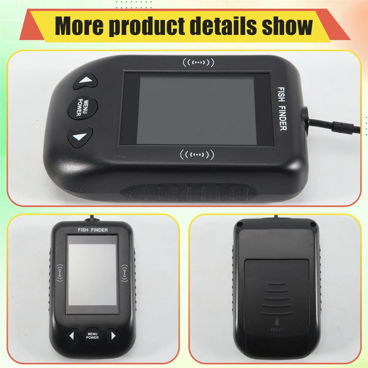 Localizador de Peixes Portátil Didyou com Sensor Sonar e Transdutor para Pesca, Medidor de Profundidade e Temperatura da Água, Cor Preto