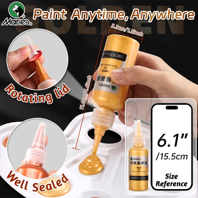 50ml Marie's Metallic Acrylic Paint, Pearlescent Rich Shiny Pigments with  Bottle, Golden Slivery for DIY Art Painting, Wood, Gl 3