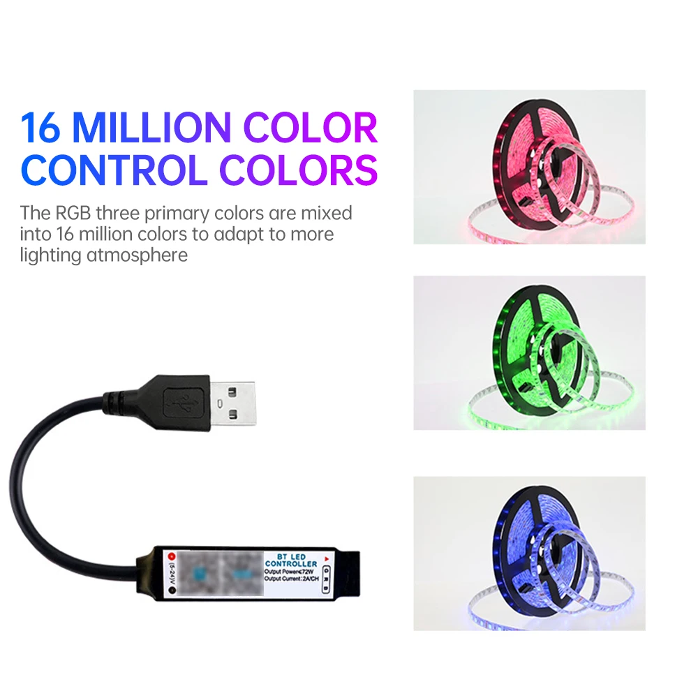RGBストリップライト用のカラフルなインテリジェントコントローラー,Bluetooth制御,RGBテープライト用の調光,DC 5v,12v,24v