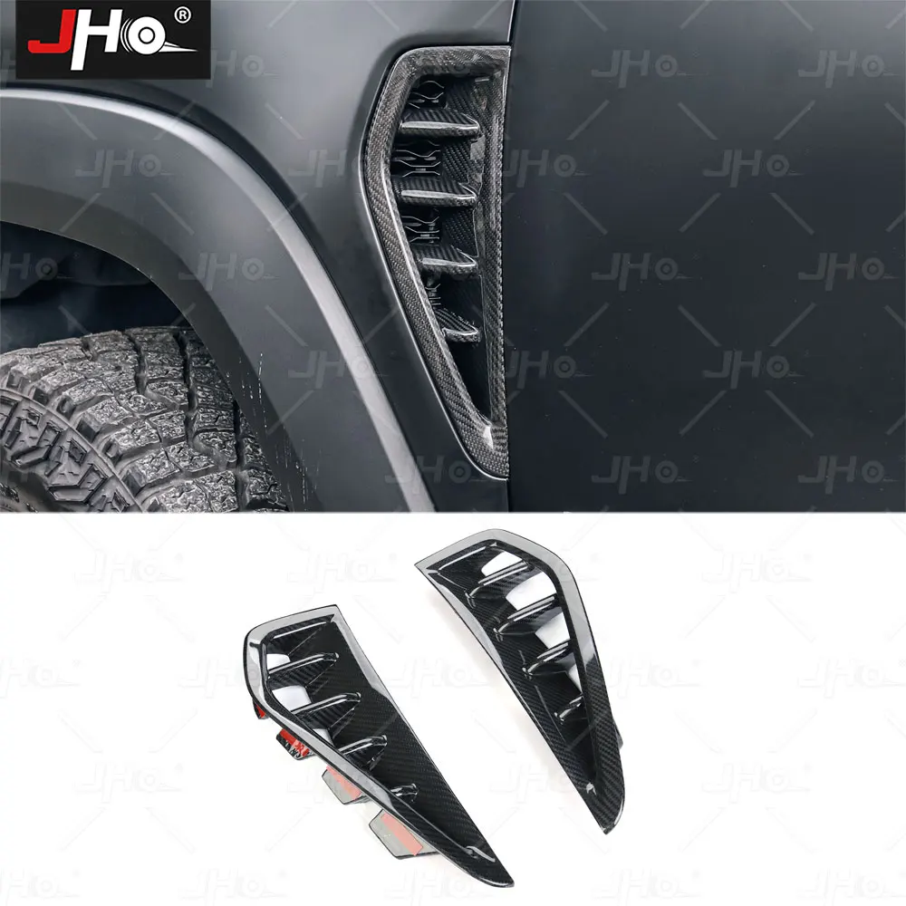 

JHO Real Carbon Fiber Body Side Fender Air Vent Outlet Cover Trim Fit for Ram 1500 TRX 2021 2022 2023 Pickup Accessories