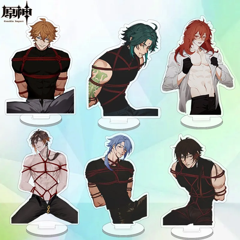 12cm Game Anime Figures Tartaglia Zhongli Kaeya Diluc Thoma Fashion Acrylic Stand Model Room Desk Plate Cosplay Fans Gifts