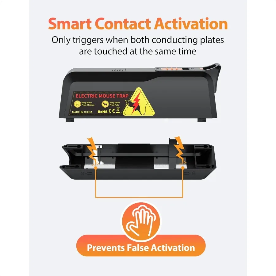 2 Pack Electric Mouse Traps Indoor for Home with Powerful Voltage Effective Electronic Mouse Trap Zapper NoTouch Disposal Reusa
