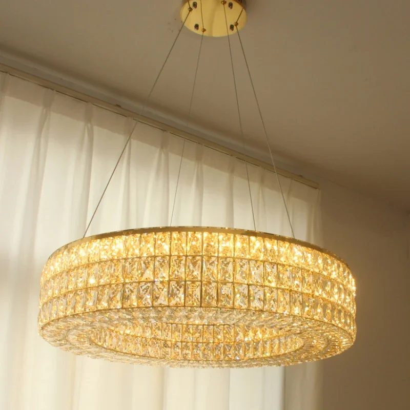 Modern Luxury Crystal Living Room Pendant Light Hall Main Light Bedroom Decoration Dining Room Atmospheric Pendant Lights