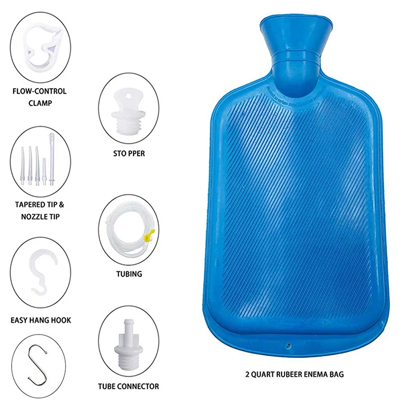 Bidet Travel Colon Cleanse Enema Bag with Tubing Hot Water Bottle Shower Douche Home Enema Kit