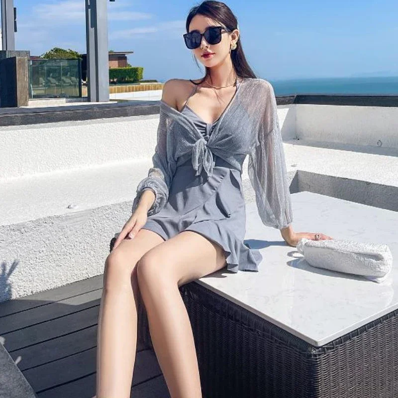 Bikini Set Women 2-częściowy Sexy Slim Holiday Korean Style Ladies High Waist Lace Patchwork Summer Cozy Fashion Swimwear Leisure