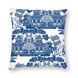 45x45cm Blue Willow Chinese  and White Porcelain Inspired Pillowcase Living Room Cushion Cover Square