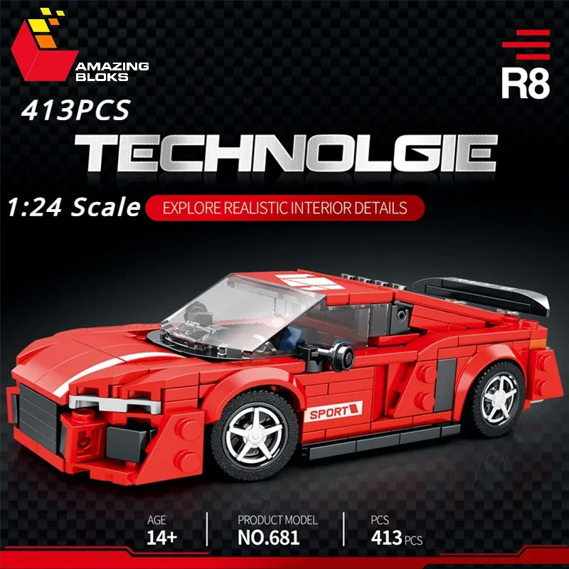 413PCS Racing Car Model Building Block 1:24 Scale City Champion Vehicle Series Assembly Bricks Toys Christmas Gifts For Children