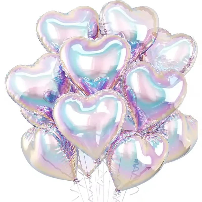 6/12 Stück schillernde Herz-Folienballons für Geburtstagsfeier, Hochzeit, Babyparty, Dekoration, Gastgeschenke, Zubehör
