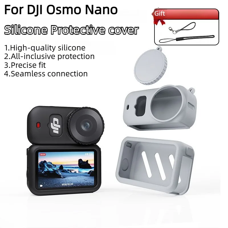 Thumb Action Camera Body Silicone Sleeve Protective Shell with Lens Cover Anti-lost Rope Anti-fall Shell Cover For DJI OSMO Nano