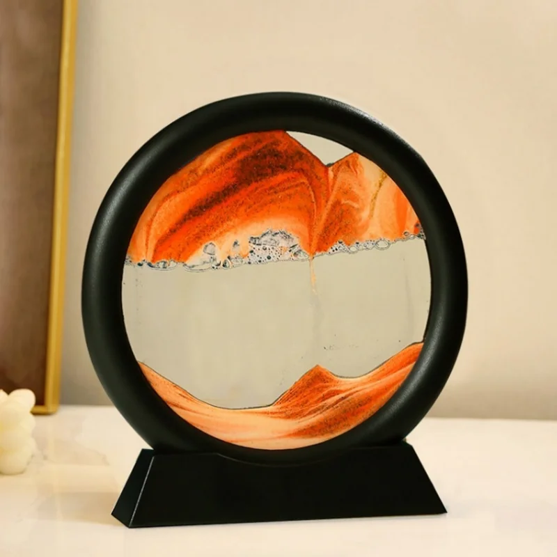 5 Inch 3D Quicksand Sand Painting Moving Sand Art Picture Round Glass Deep Sea Sandscape Hourglass Office Home Decoration Gifts