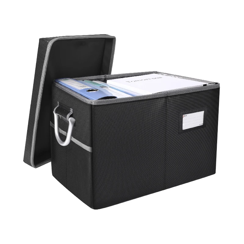Large Capacity Waterproof Fireproof A4 Collapsible Storage Box File Clip